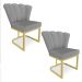 Kit 02 Poltronas Flor Veludo Grafite Base Metálica Industrial Dourado - Pallazio