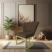 Kit 02 Poltronas Flor Veludo Marrom Base Metálica Industrial Dourado - Pallazio