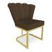Kit 02 Poltronas Flor Veludo Marrom Base Metálica Industrial Dourado - Pallazio