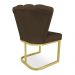 Kit 02 Poltronas Flor Veludo Marrom Base Metálica Industrial Dourado - Pallazio