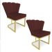 Kit 02 Poltronas Flor Veludo Marsala Base Metálica Industrial Dourado - Pallazio