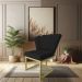 Kit 02 Poltronas Flor Veludo Preto Base Metálica Industrial Dourado - Pallazio