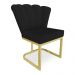 Kit 02 Poltronas Flor Veludo Preto Base Metálica Industrial Dourado - Pallazio