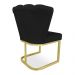 Kit 02 Poltronas Flor Veludo Preto Base Metálica Industrial Dourado - Pallazio