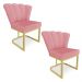 Kit 02 Poltronas Flor Veludo Rosê Base Metálica Industrial Dourado - Pallazio