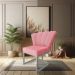 Kit 02 Poltronas Flor Veludo Rosê Base Metálica Industrial Prata - Pallazio