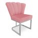 Kit 02 Poltronas Flor Veludo Rosê Base Metálica Industrial Prata - Pallazio