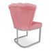 Kit 02 Poltronas Flor Veludo Rosê Base Metálica Industrial Prata - Pallazio