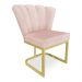 Kit 02 Poltronas Flor Veludo Rosa Bebê Base Metálica Industrial Dourado - Pallazio