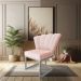 Kit 02 Poltronas Flor Veludo Rosa Bebê Base Metálica Industrial Prata - Pallazio
