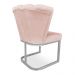 Kit 02 Poltronas Flor Veludo Rosa Bebê Base Metálica Industrial Prata - Pallazio