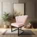 Kit 02 Poltronas Flor Veludo Rosa Bebê Base Metálica Industrial Preto - Pallazio