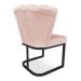 Kit 02 Poltronas Flor Veludo Rosa Bebê Base Metálica Industrial Preto - Pallazio