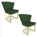 Kit 02 Poltronas Flor Veludo Verde Base Metálica Industrial Dourado - Pallazio