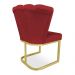Kit 02 Poltronas Flor Veludo Vermelho Base Metálica Industrial Dourado - Pallazio