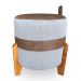 Kit 02 Puffs Le Mans Linho Cinza e Corano Nozes Base de Madeira - Pallazio