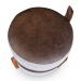 Kit 02 Puffs Le Mans Linho Cinza e Corano Nozes Base de Madeira - Pallazio