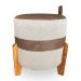 Kit 02 Puffs Le Mans Veludo Bege e Corano Nozes Base de Madeira - Pallazio