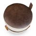 Kit 02 Puffs Le Mans Veludo Bege e Corano Nozes Base de Madeira - Pallazio