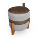 Kit 02 Puffs Le Mans Veludo Cinza e Corano Nozes Base de Madeira - Pallazio