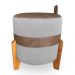 Kit 02 Puffs Le Mans Veludo Cinza e Corano Nozes Base de Madeira - Pallazio