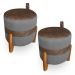 Kit 02 Puffs Le Mans Veludo Grafite e Corano Nozes Base de Madeira - Pallazio