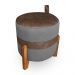 Kit 02 Puffs Le Mans Veludo Grafite e Corano Nozes Base de Madeira - Pallazio