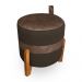 Kit 02 Puffs Le Mans Veludo Marrom e Corano Nozes Base de Madeira - Pallazio
