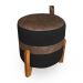 Kit 02 Puffs Le Mans Veludo Preto e Corano Nozes Base de Madeira - Pallazio