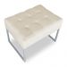 Kit 02 Puffs Lisa Linho Bege Base Metálica Industrial Prata - Pallazio