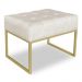 Kit 02 Puffs Lisa Suede Bege Base Metálica Industrial Dourado - Pallazio