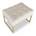 Kit 02 Puffs Lisa Suede Bege Base Metálica Industrial Dourado - Pallazio