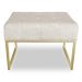 Kit 02 Puffs Lisa Suede Bege Base Metálica Industrial Dourado - Pallazio