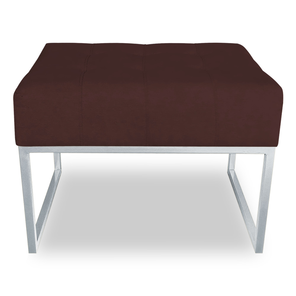 Kit 02 Puffs Lisa Suede Marsala Base Metálica Industrial Prata - Pallazio