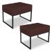 Kit 02 Puffs Lisa Suede Marsala Base Metálica Industrial Preto - Pallazio