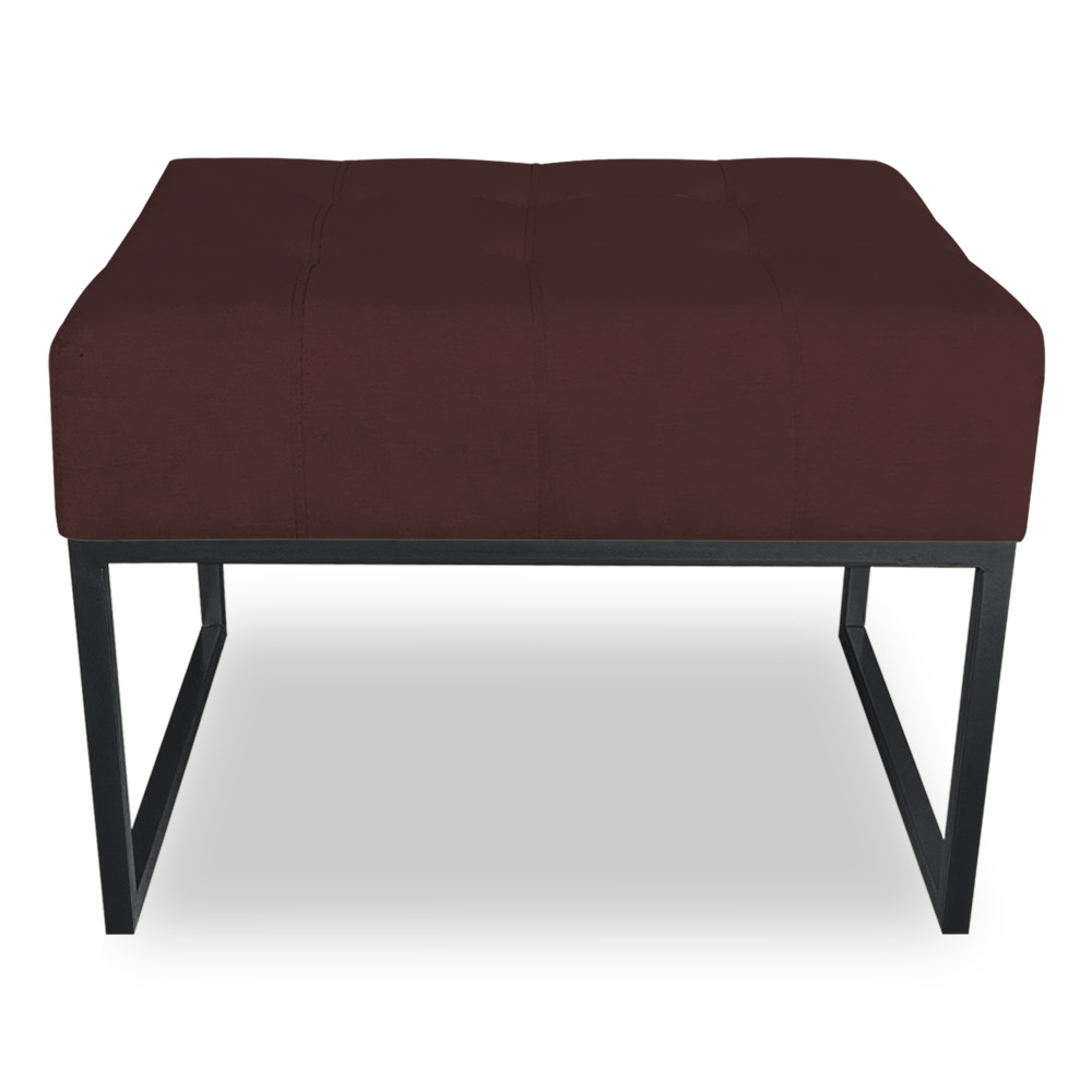 Kit 02 Puffs Lisa Suede Marsala Base Metálica Industrial Preto - Pallazio