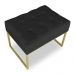 Kit 02 Puffs Lisa Suede Preto Base Metálica Industrial Dourado - Pallazio
