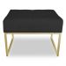 Kit 02 Puffs Lisa Suede Preto Base Metálica Industrial Dourado - Pallazio