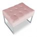 Kit 02 Puffs Lisa Suede Rosa Bebê Base Metálica Industrial Prata - Pallazio