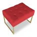 Kit 02 Puffs Lisa Suede Vermelho Base Metálica Industrial Dourado - Pallazio