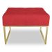 Kit 02 Puffs Lisa Suede Vermelho Base Metálica Industrial Dourado - Pallazio