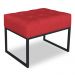 Kit 02 Puffs Lisa Suede Vermelho Base Metálica Industrial Preto - Pallazio