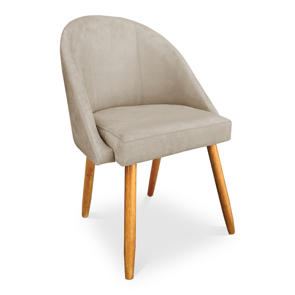 Kit 04 Cadeiras Jantar Bela Suede Bege Pés Palito Castanho - Pallazio