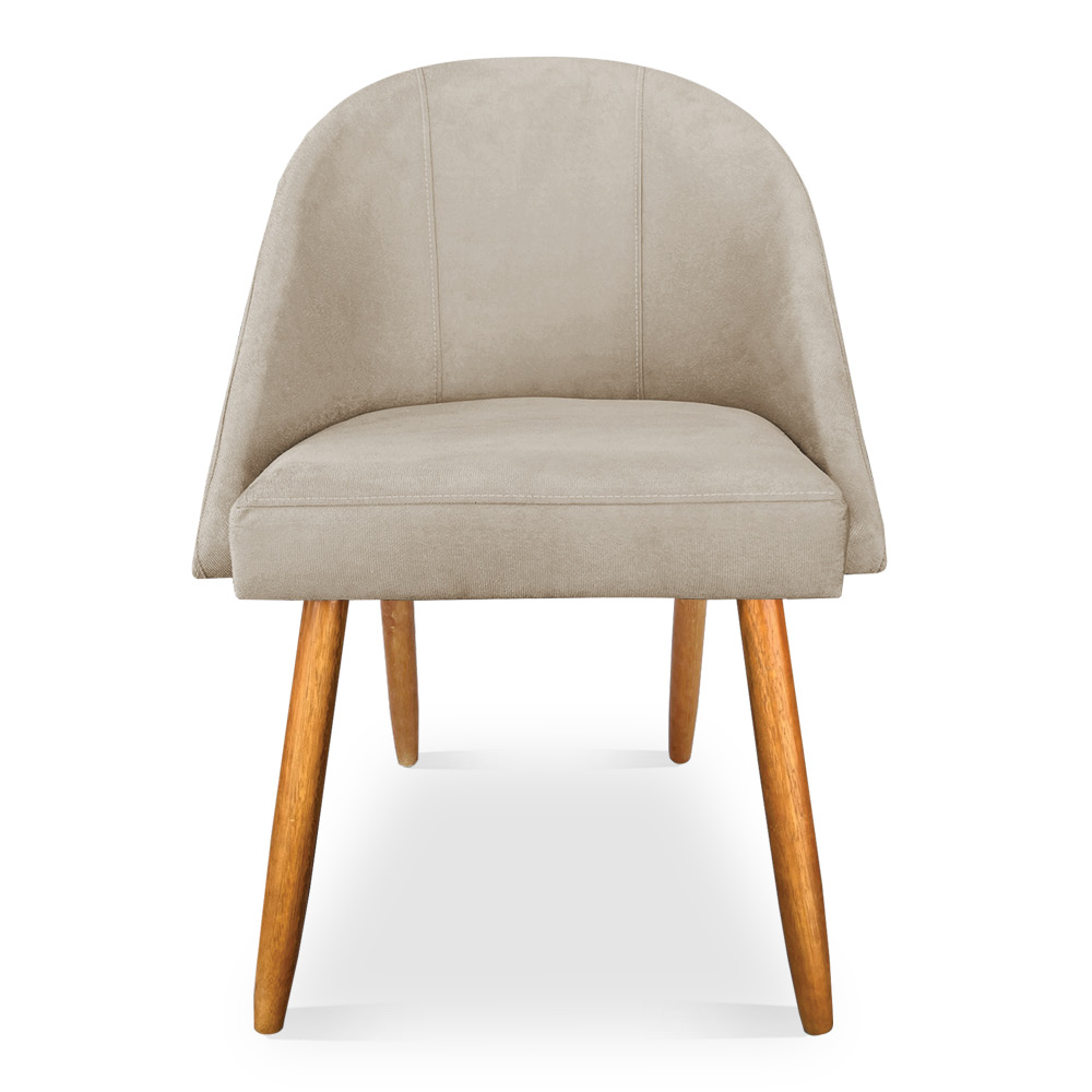 Kit 04 Cadeiras Jantar Bela Suede Bege Pés Palito Castanho - Pallazio