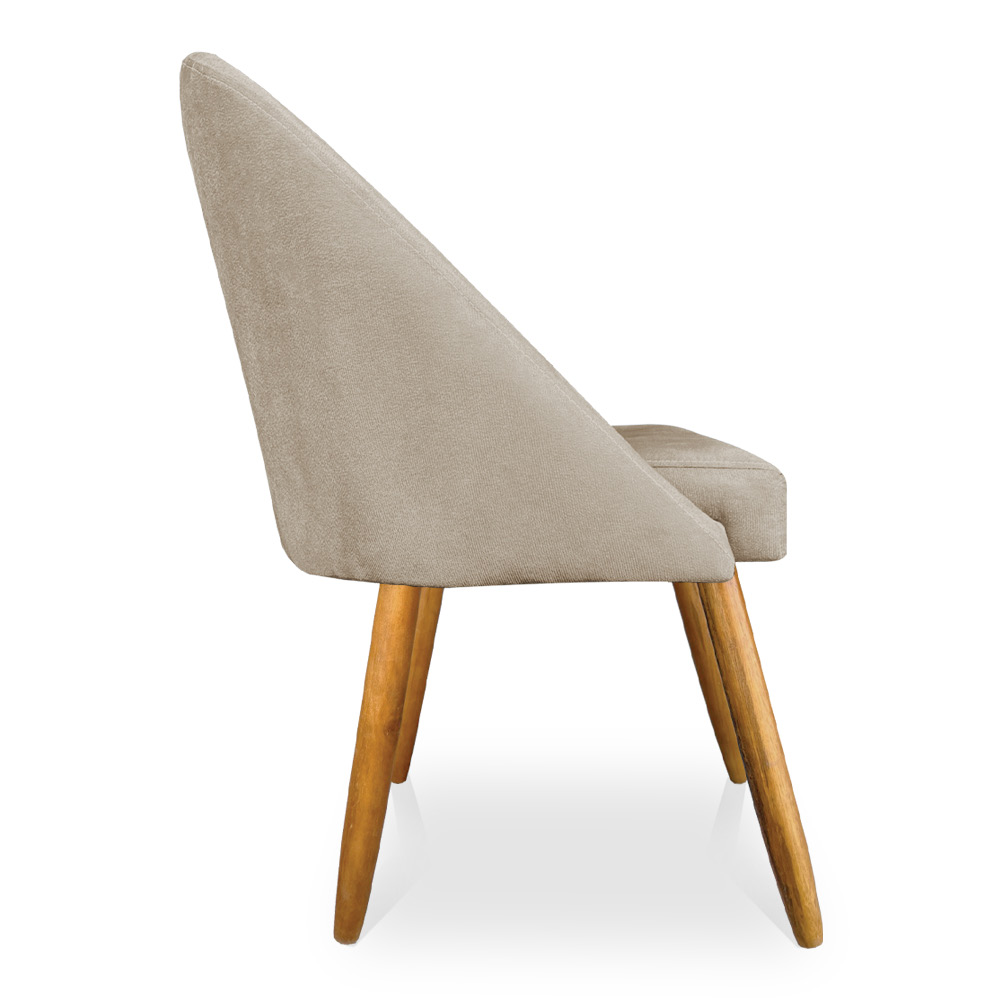 Kit 04 Cadeiras Jantar Bela Suede Bege Pés Palito Castanho - Pallazio