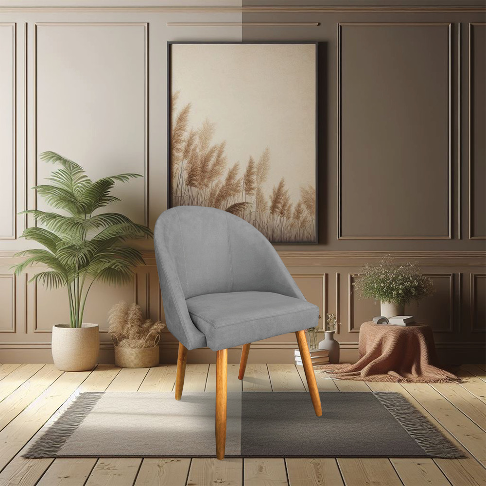 Kit 04 Cadeiras Jantar Bela Suede Grafite Pés Palito Castanho - Pallazio