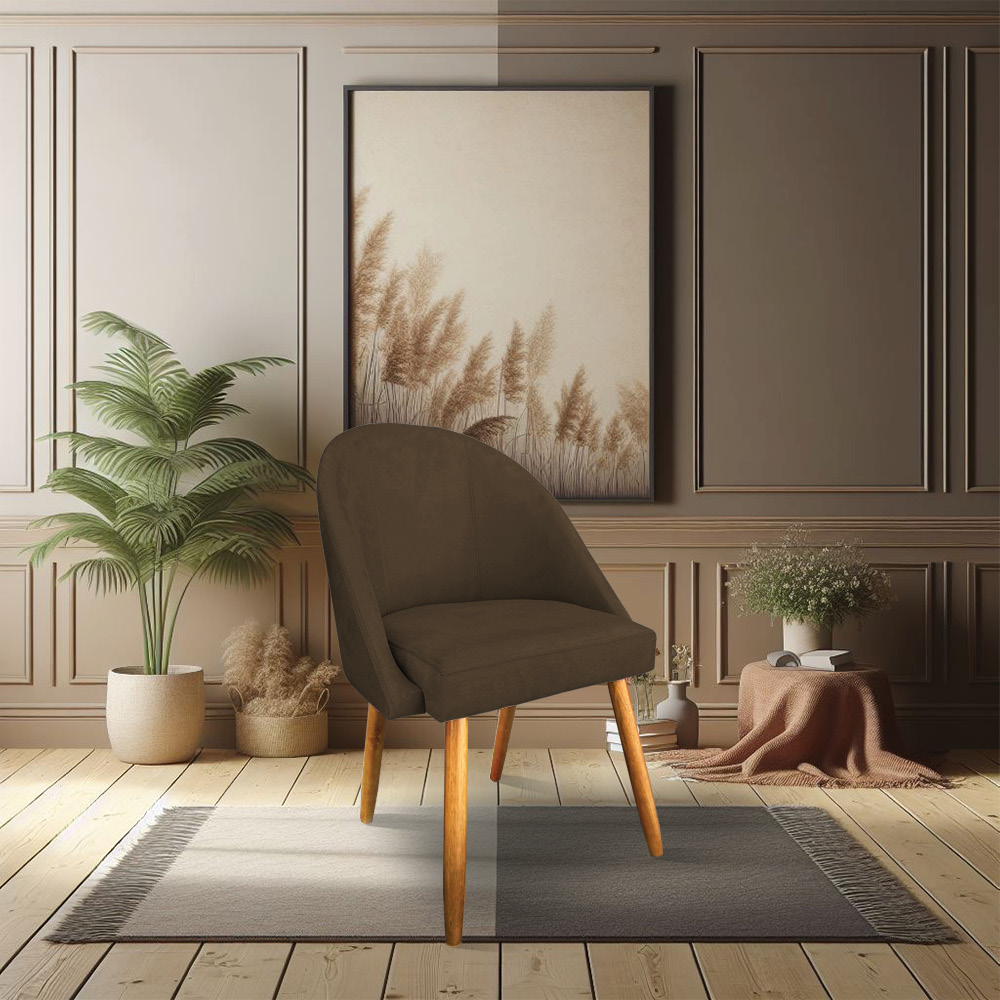 Kit 04 Cadeiras Jantar Bela Suede Marrom Pés Palito Castanho - Pallazio
