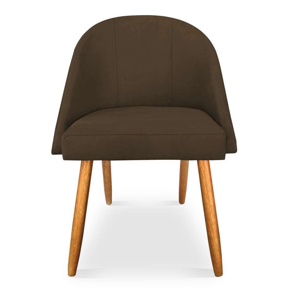 Kit 04 Cadeiras Jantar Bela Suede Marrom Pés Palito Castanho - Pallazio