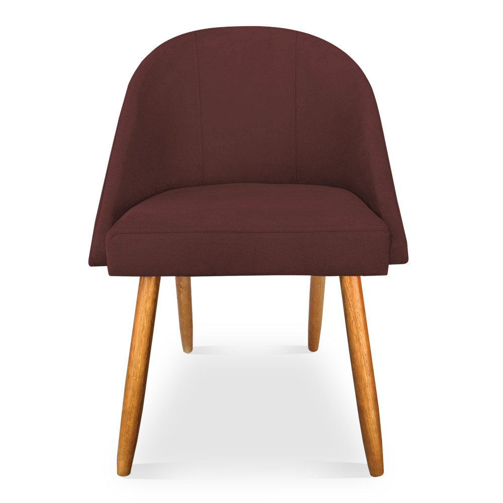 Kit 04 Cadeiras Jantar Bela Suede Marsala Pés Palito Castanho - Pallazio