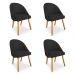 Kit 04 Cadeiras Jantar Bela Suede Preto Pés Palito Castanho - Pallazio